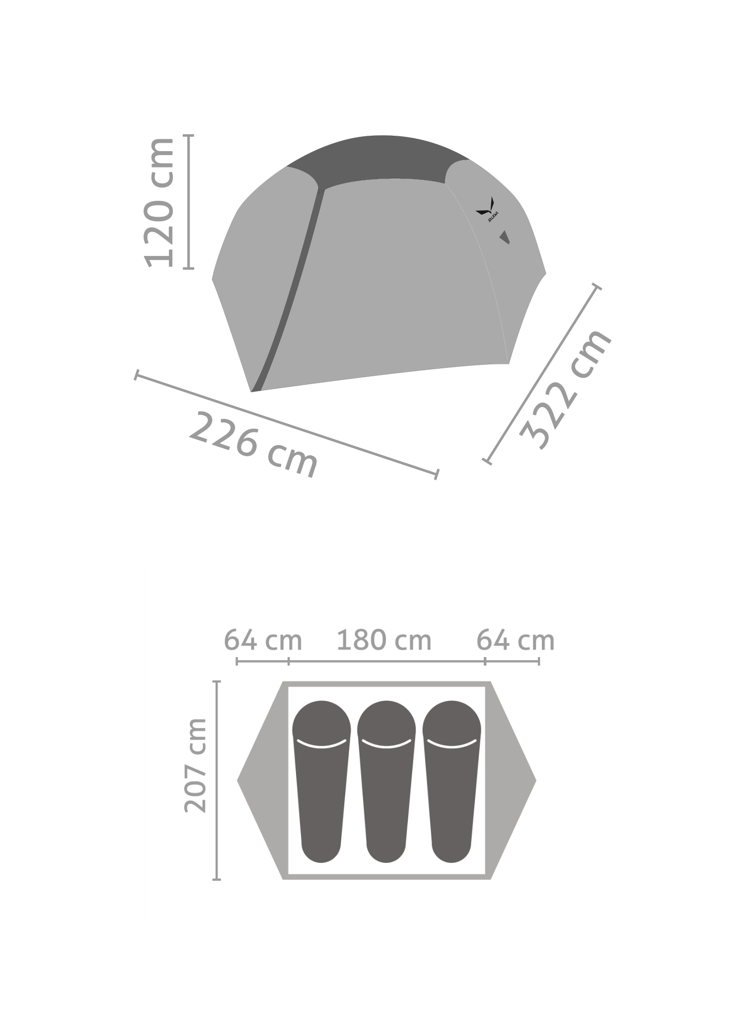Šator za 3 osobe Salewa Latitude III - cactus/grey