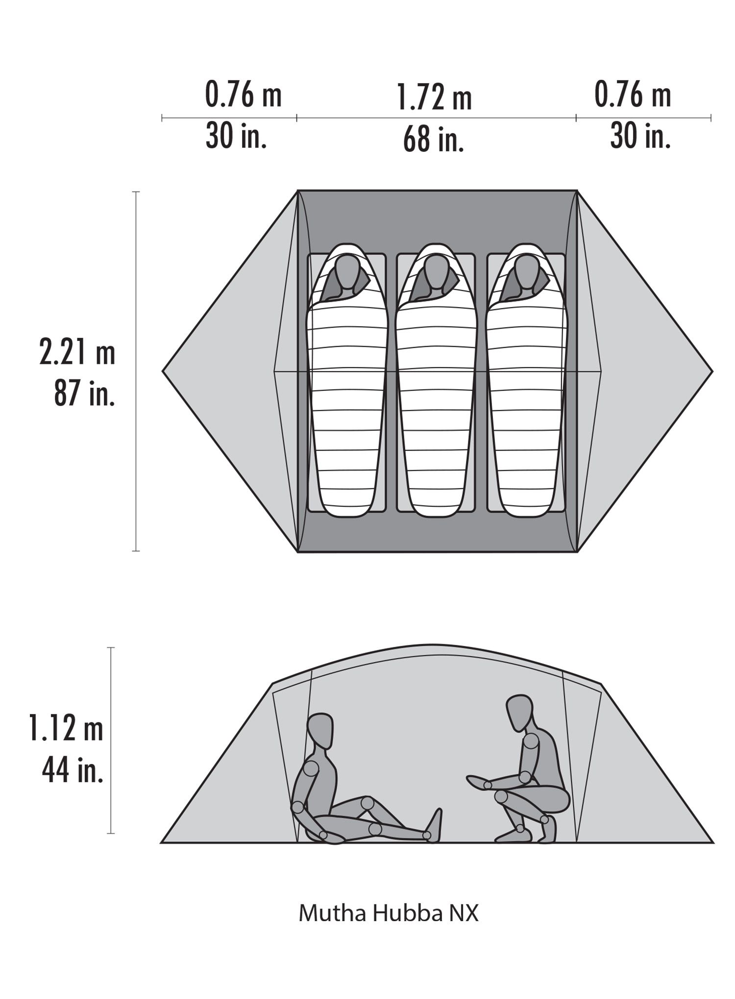 Šator za 3 osobe MSR Mutha Hubba NX 3-Person Backpacking Tent - gray