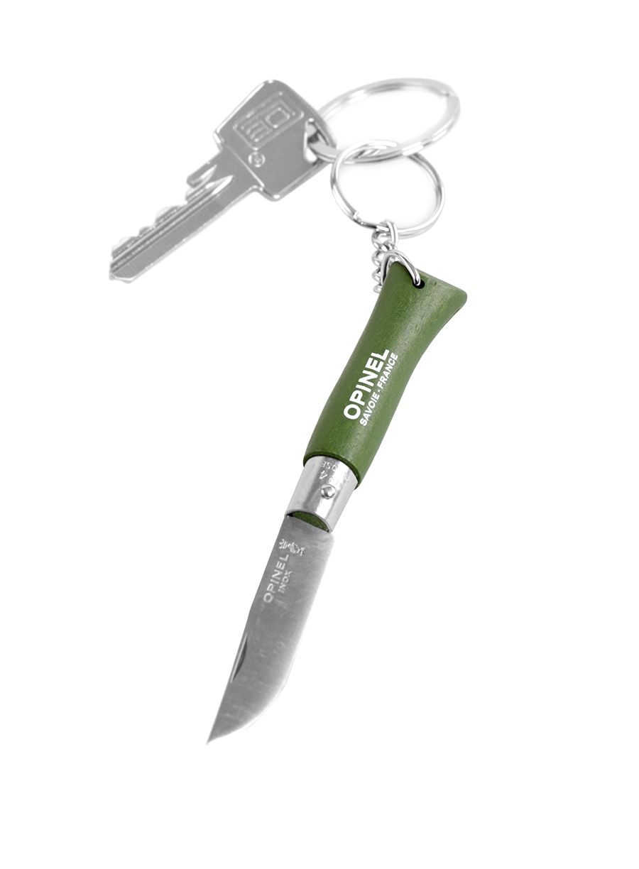 Nož u obliku privjeska Opinel No.04 Inox Origins - khaki keyring