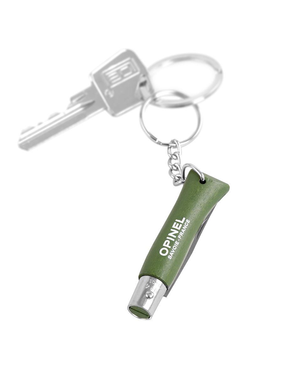Nož u obliku privjeska Opinel No.04 Inox Origins - khaki keyring