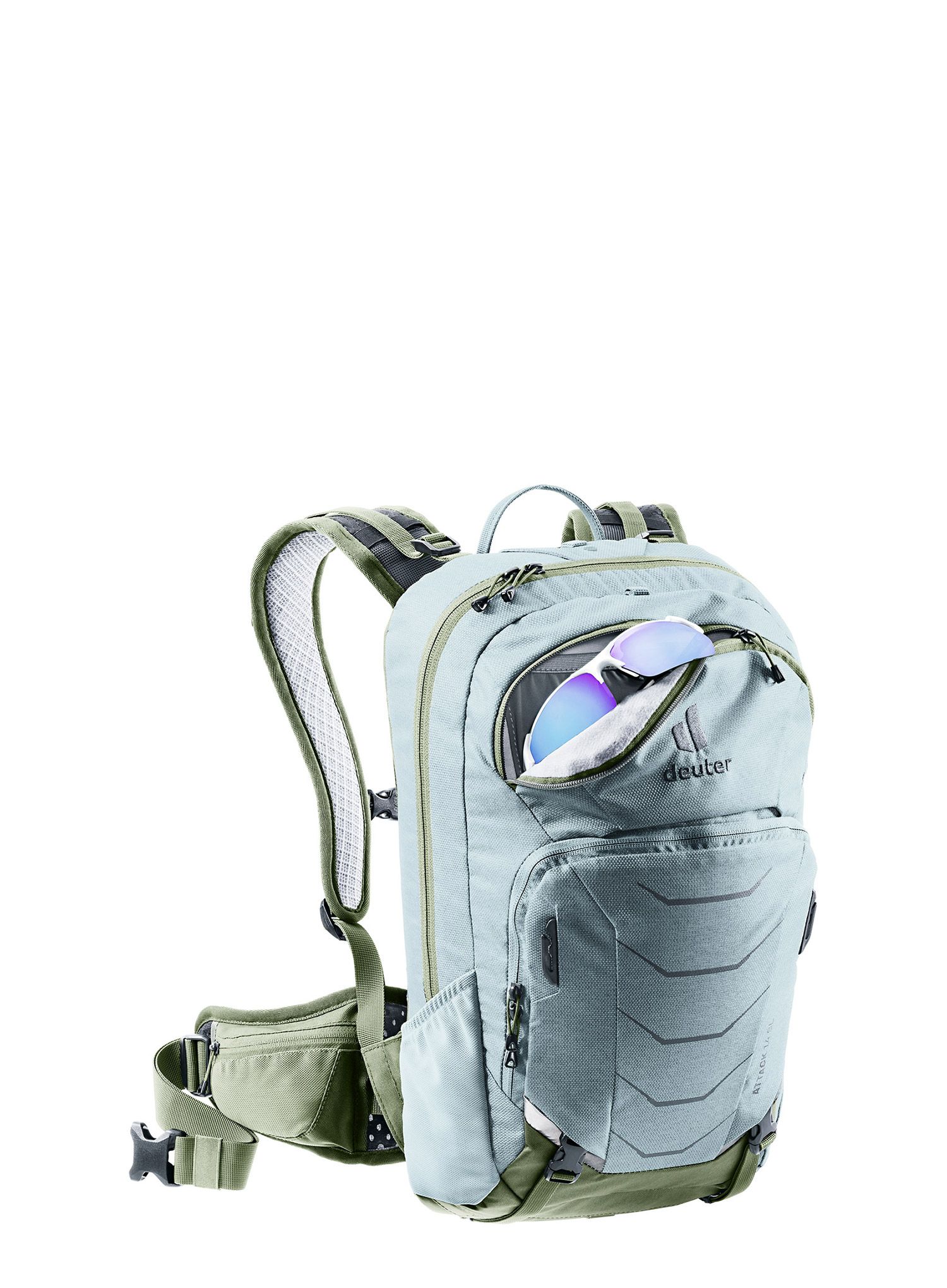 Ženski biciklistički ruksak Deuter Attack 14 SL - sage/khaki