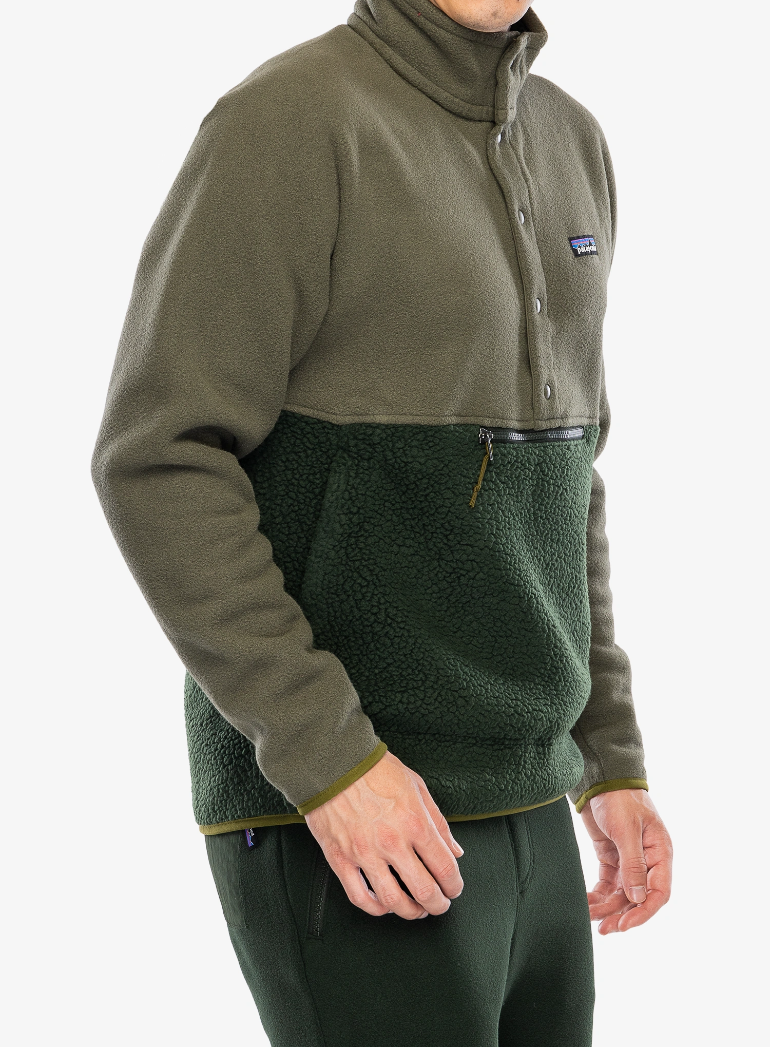 Jakna od flisa Patagonia Retro Pile 1/2 Snap Pullover - old growth green