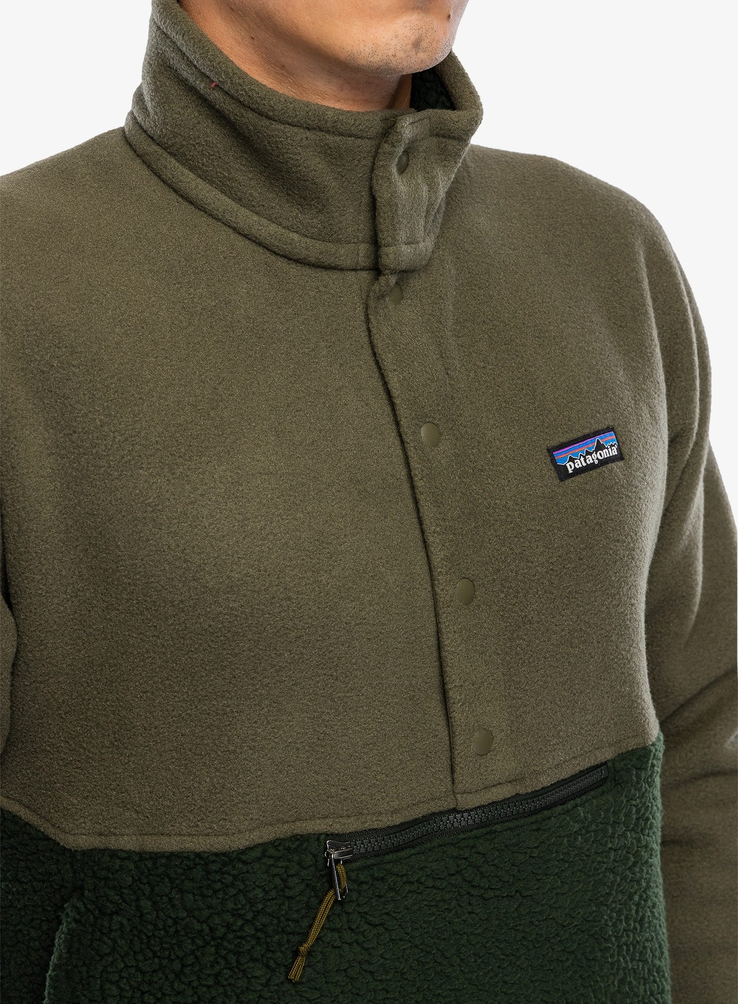 Jakna od flisa Patagonia Retro Pile 1/2 Snap Pullover - old growth green
