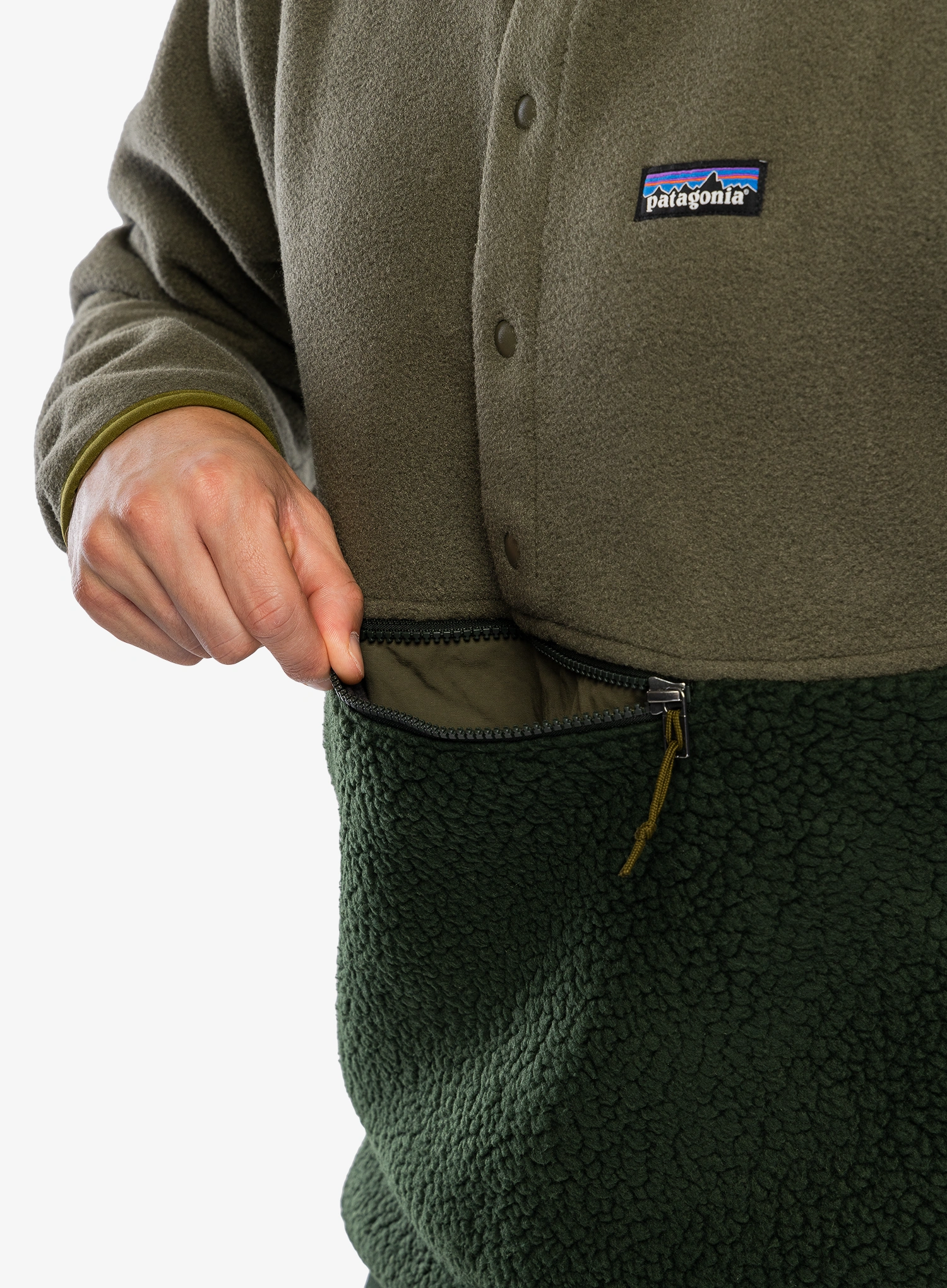 Jakna od flisa Patagonia Retro Pile 1/2 Snap Pullover - old growth green