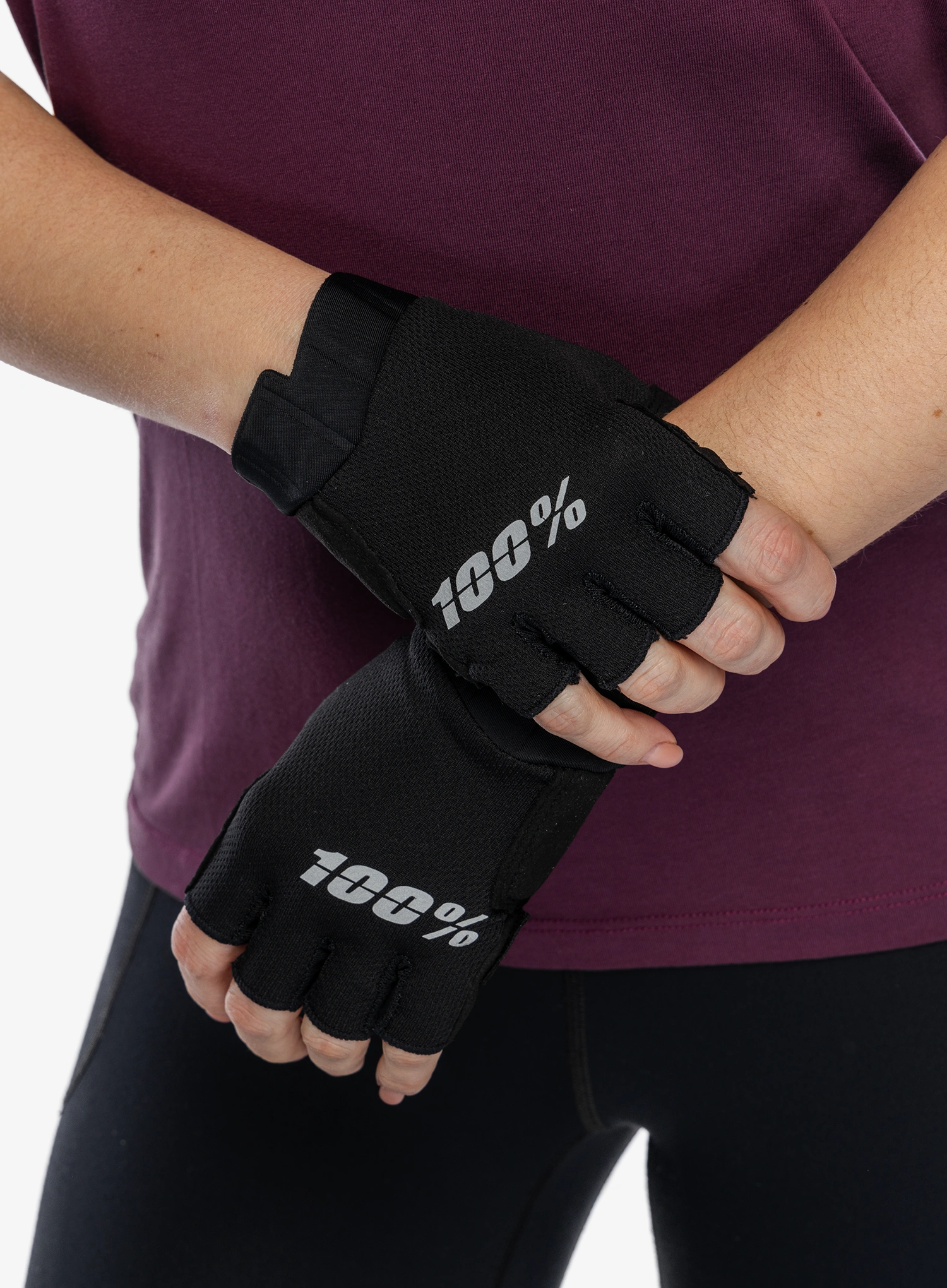 Ženske rukavice bez prstiju 100% Exceeda Gel Short Finger Gloves - black