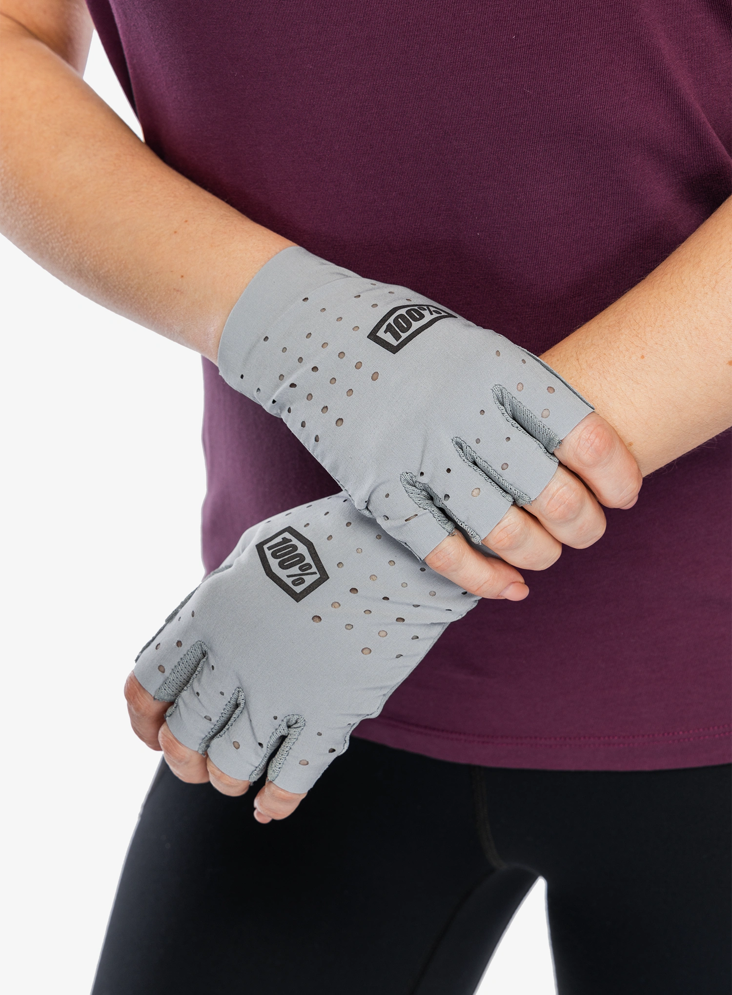 Ženske rukavice bez prstiju 100% Sling Bike Short Finger Gloves - grey