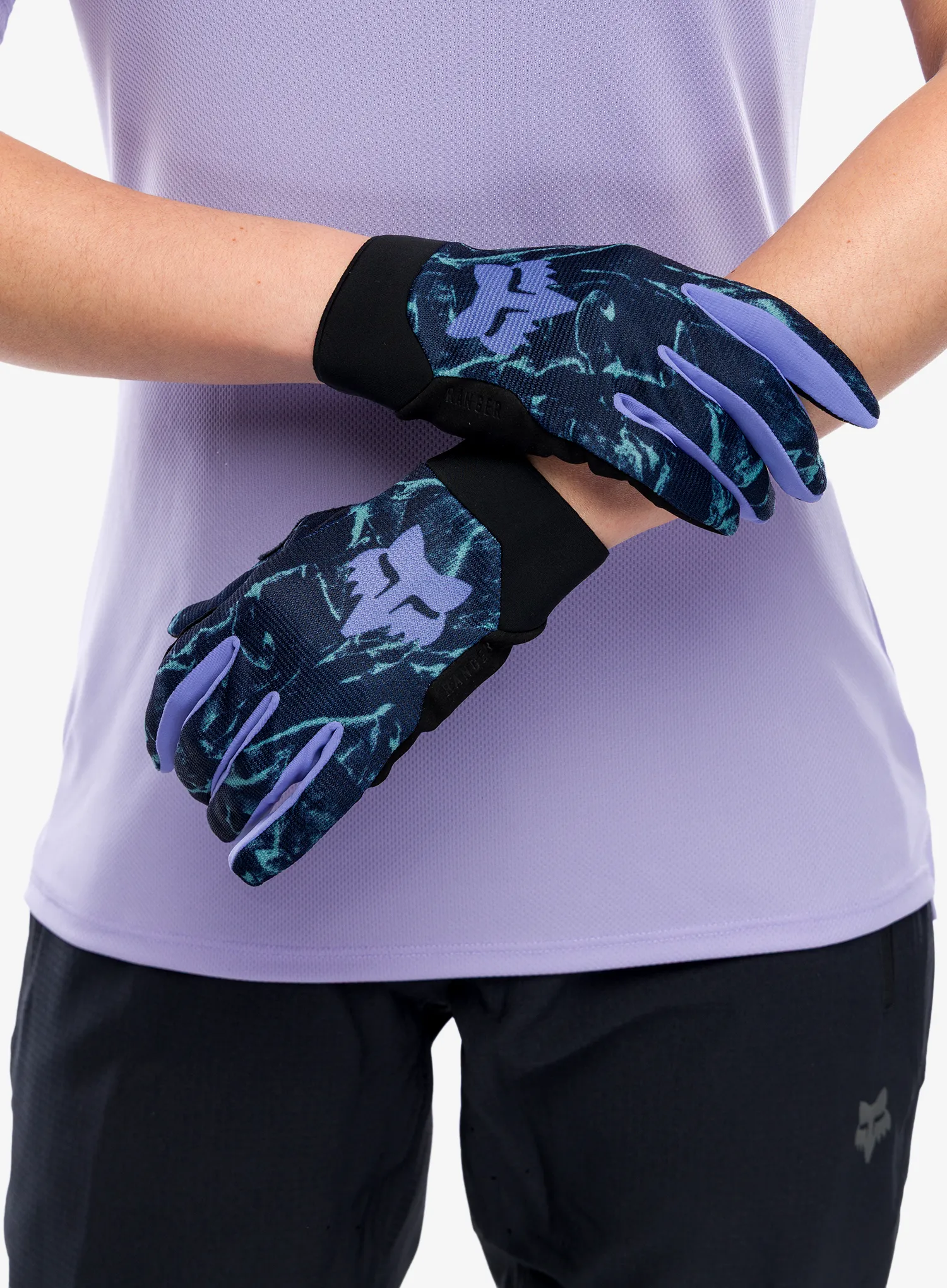 Ženske biciklističke rukavice Fox Ranger Glove Image Print - arctic blue