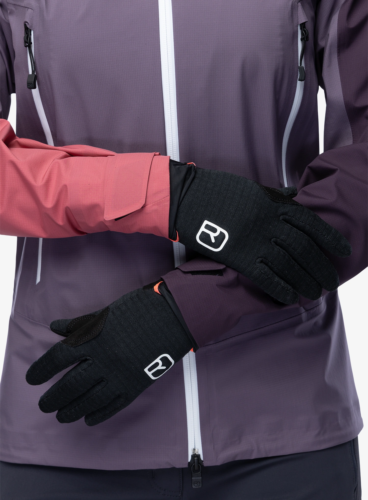 Ženske rukavice otporne na vjetar Ortovox Fleece Grid Cover Glove - black raven
