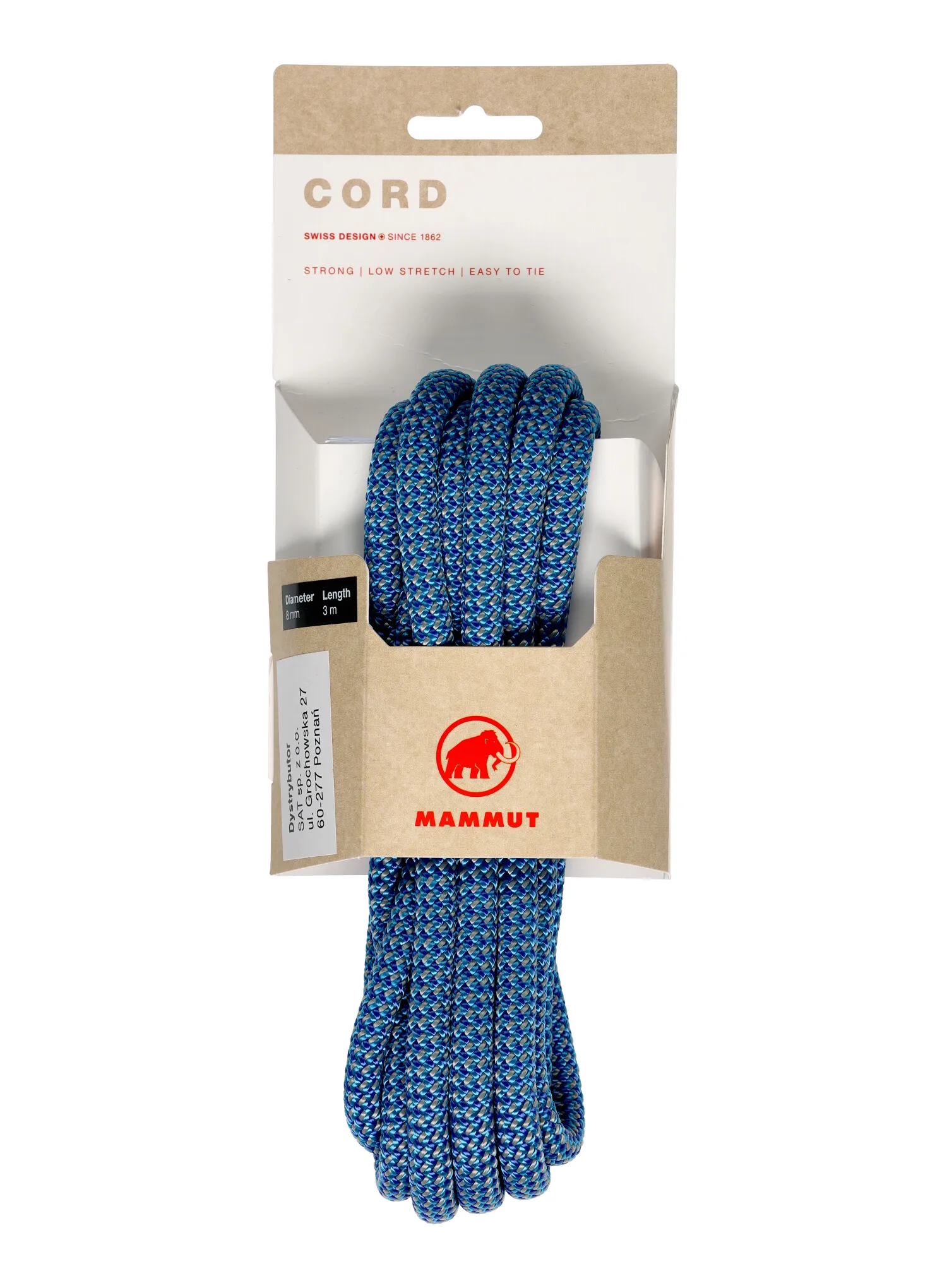 Pomoćno uže Mammut 8.0 Cord POS 3 m - turquoise/turquoise