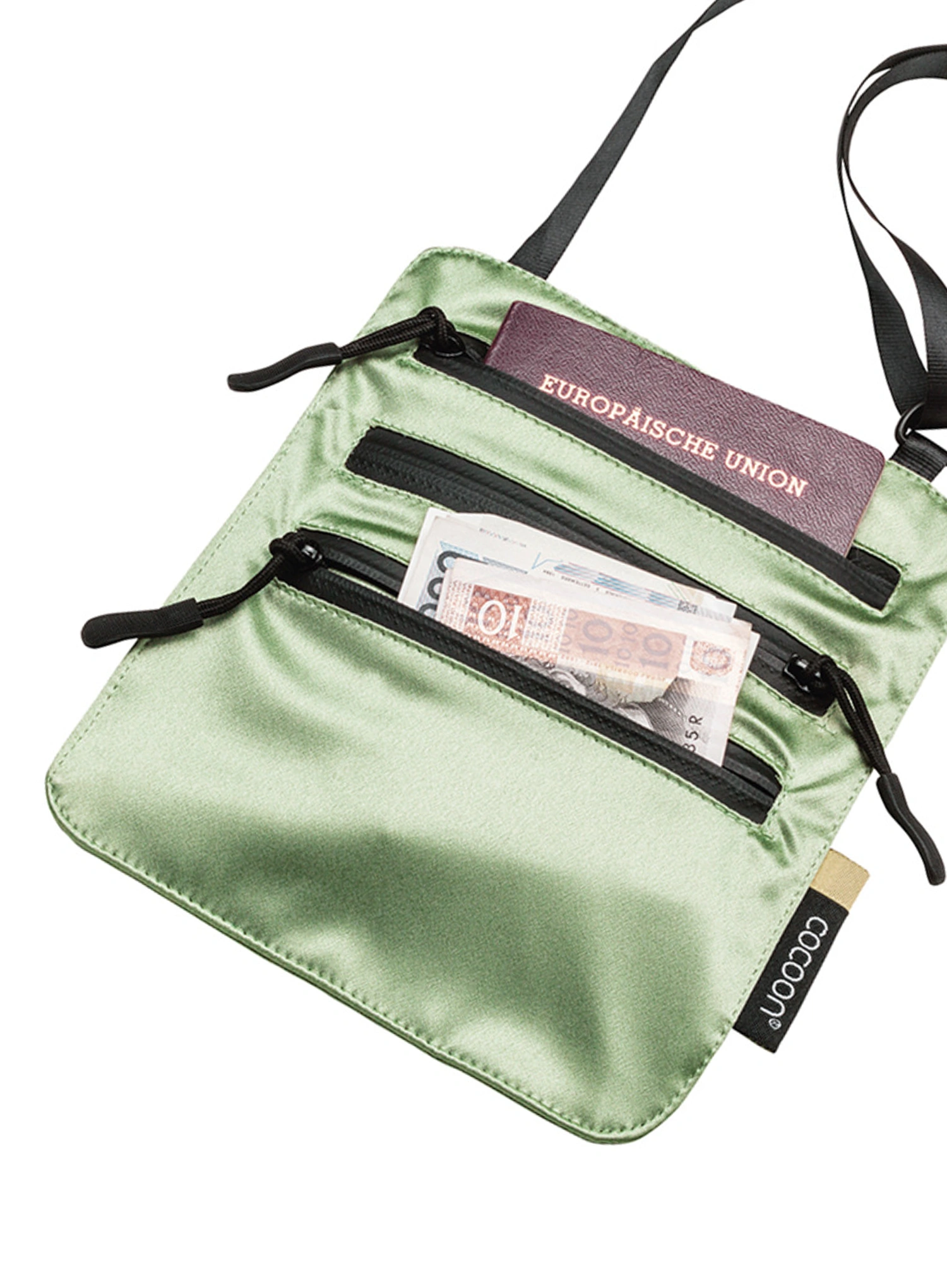 Torbica Cocoon Secret Neck Wallet - Silk - light green