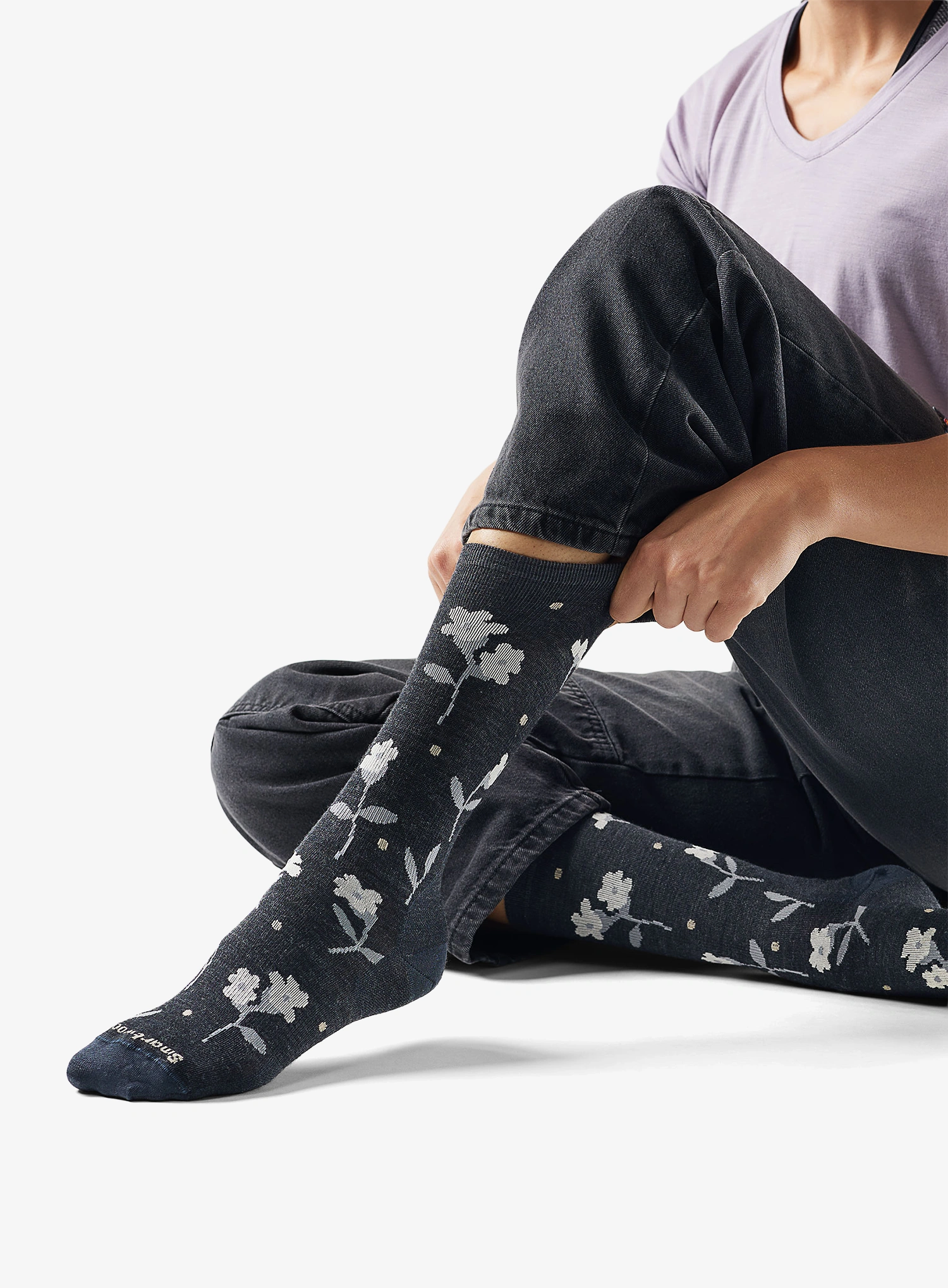 Ženske merino čarape Smartwool Everyday Garden Gala Crew Socks - charcoal