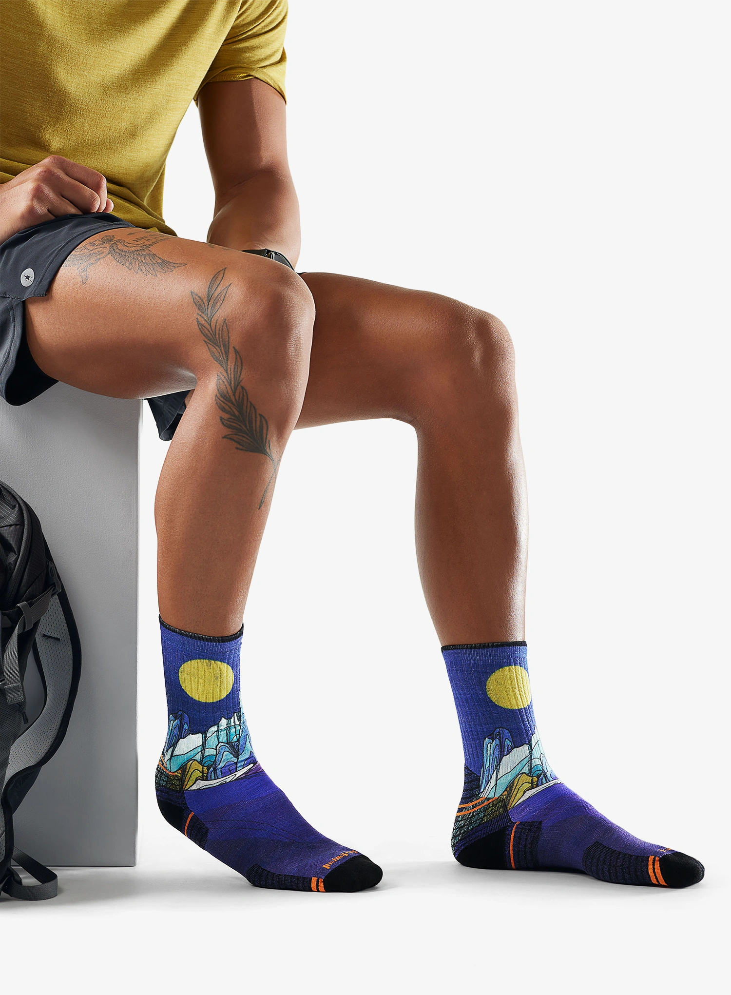 Planinarske čarape Smartwool Hike Targeted Cushion Mountain Myth Print Crew Socks - deep navy