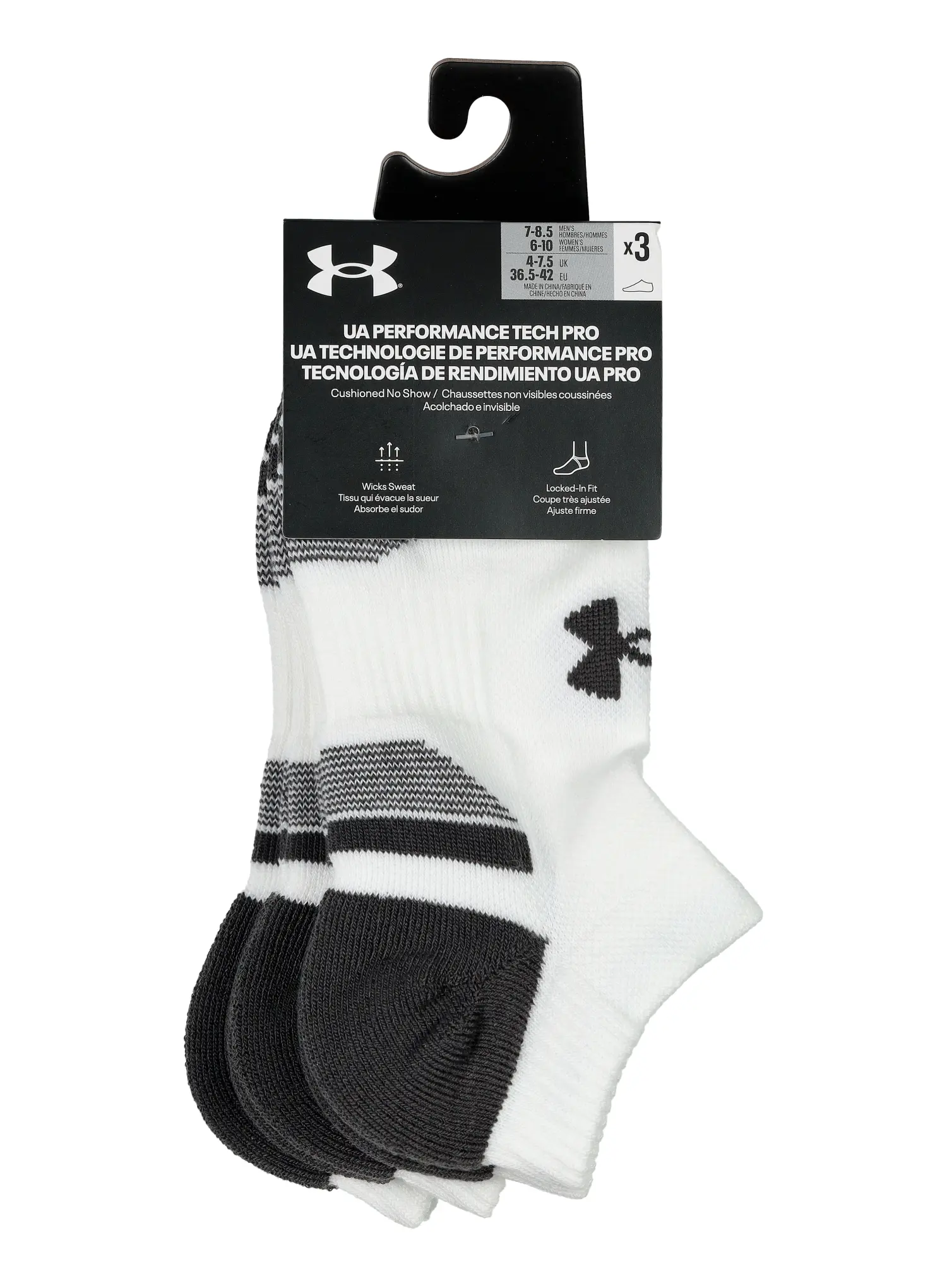 Čarape Under Armour UA Performance Tech 3-Pack No Show - white/white/jet gray