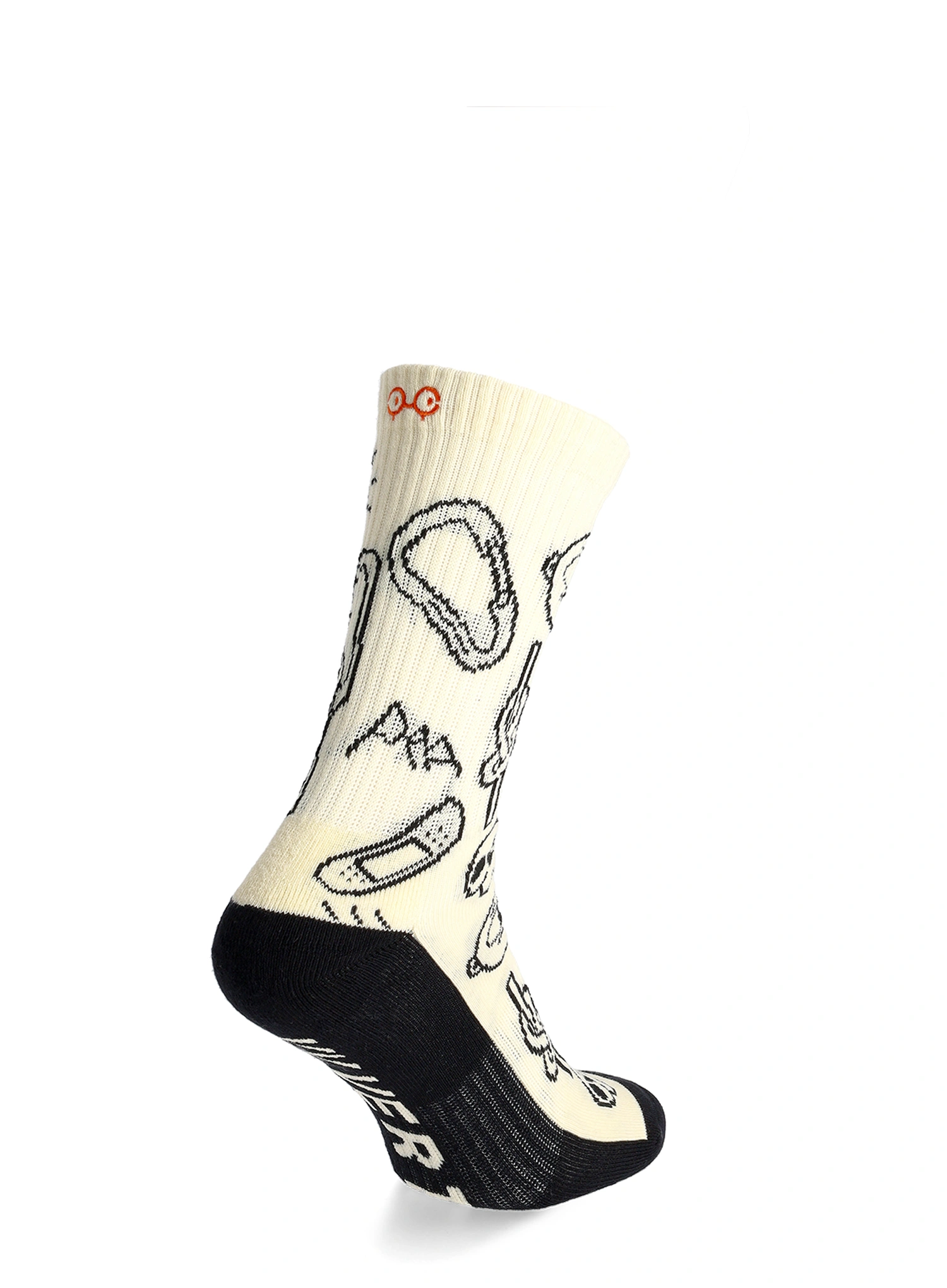 Čarape Y&Y Vertical Climber Doodle - cream/black