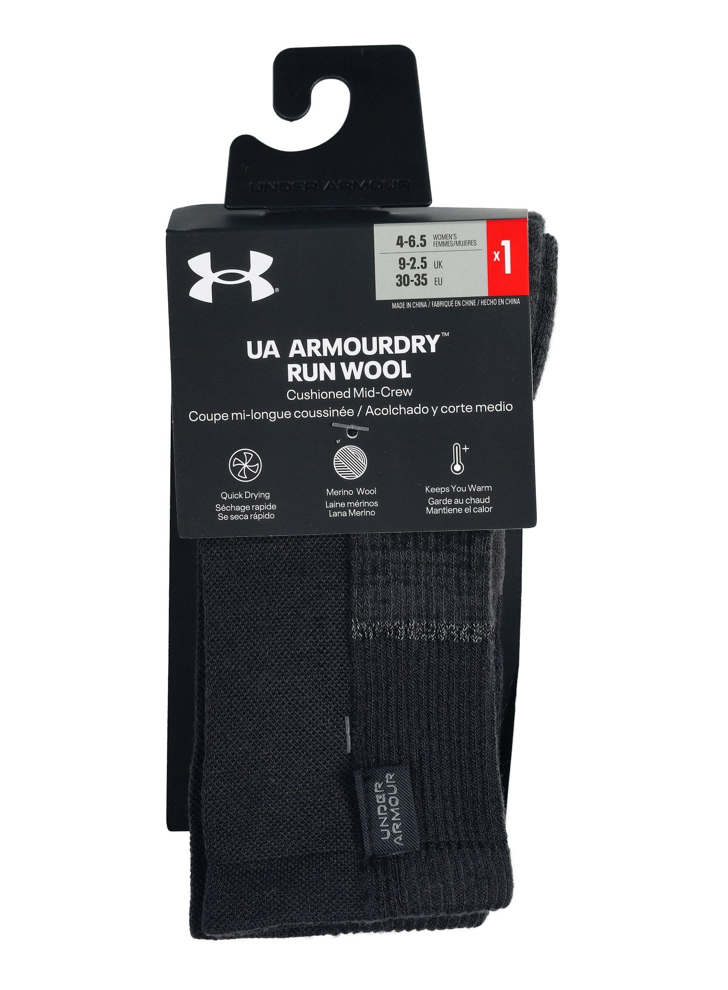 Čarape za trčanje Under Armour ArmourDry Run Wool - black/jet gray