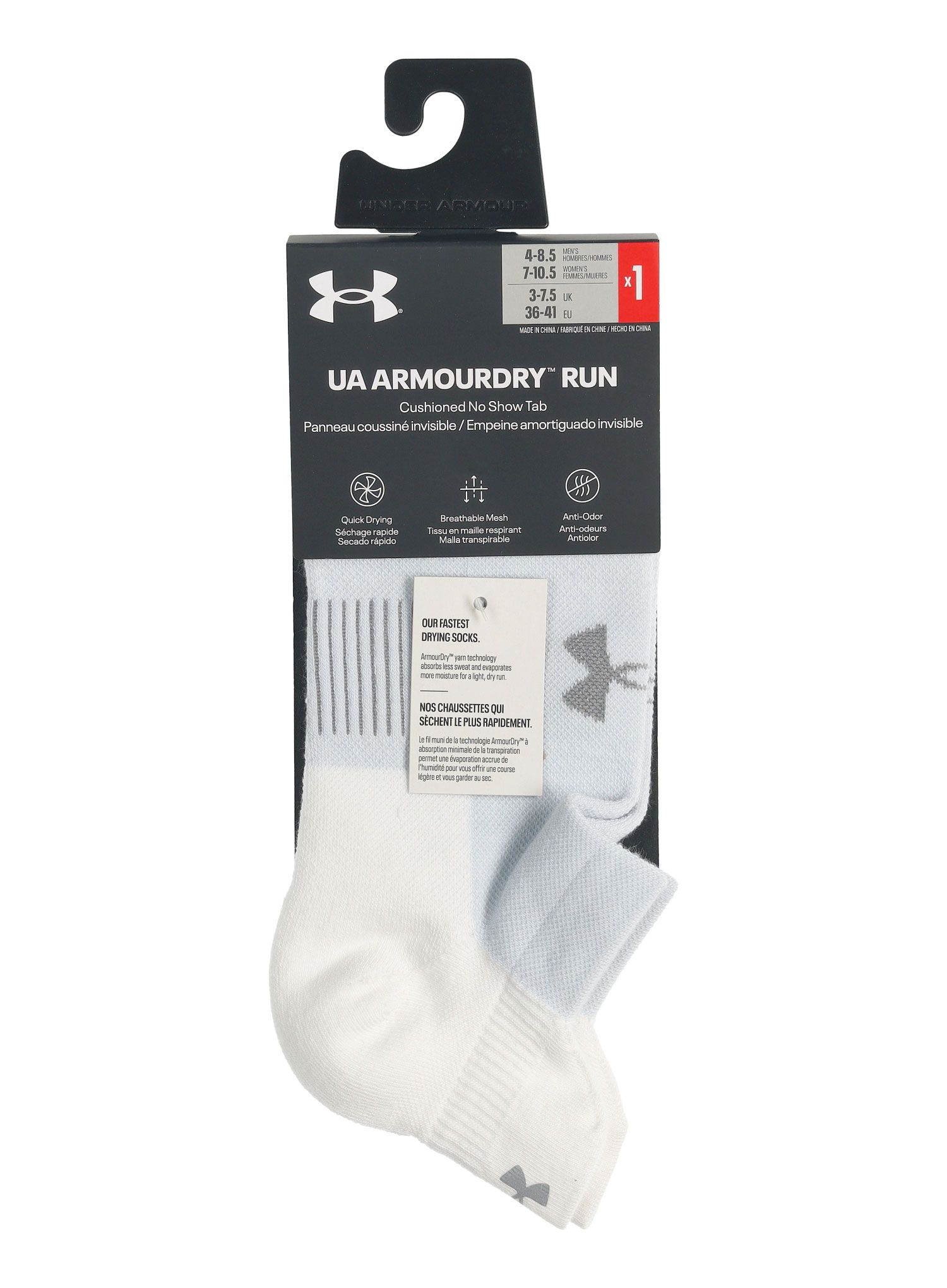 Čarape za trčanje Under Armour ArmourDry Run No Show - white/halo gray/mod gray