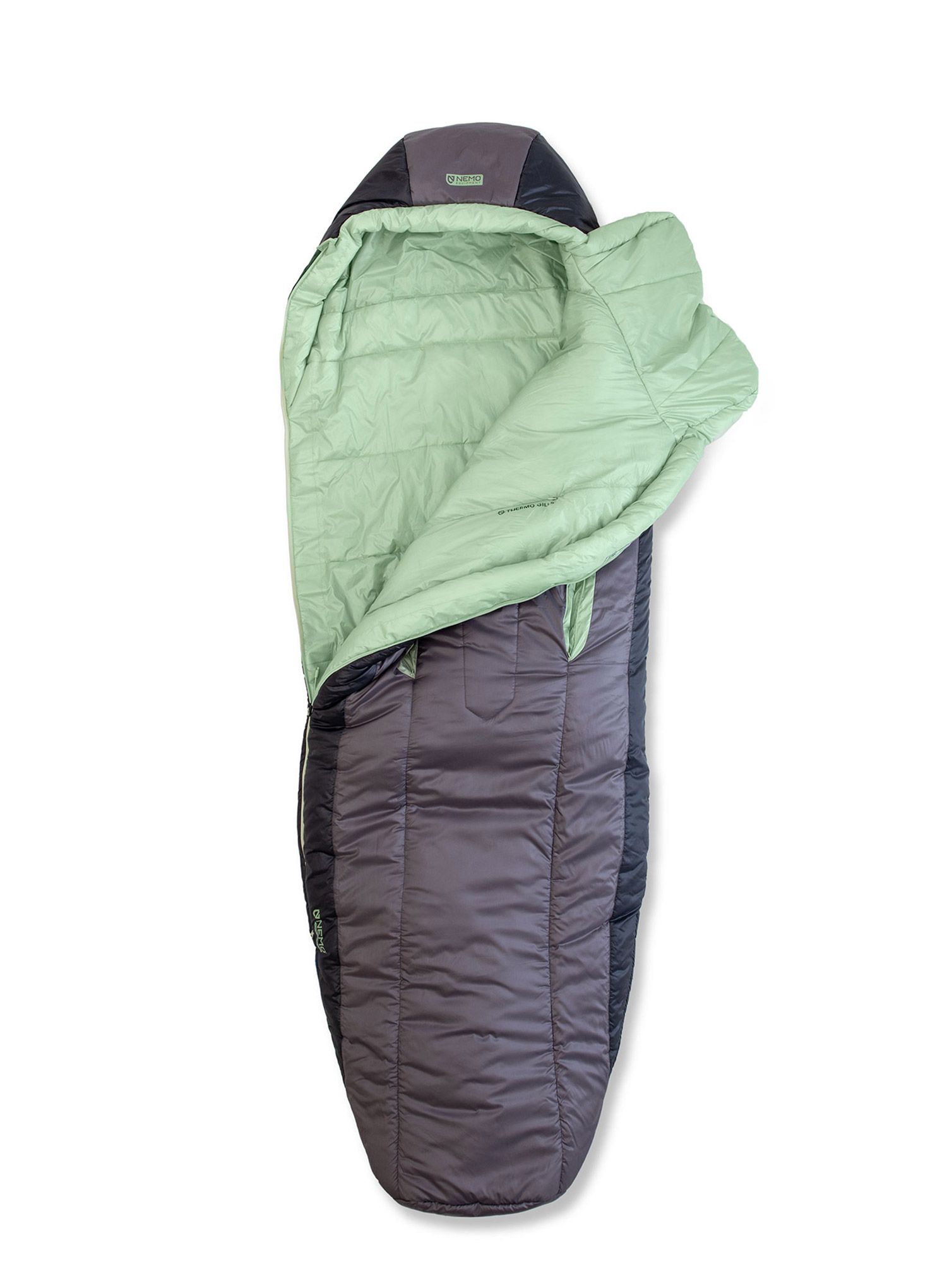 Ženska sintetička vreća za spavanje Nemo Forte Endless Promise 35 Reg (168 cm) - plum gray/celadon green