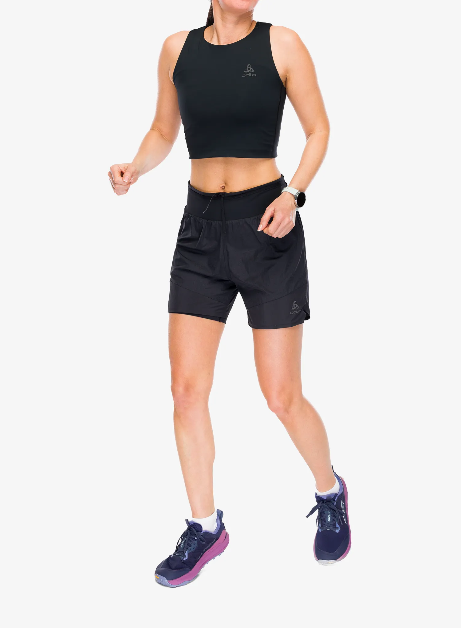 Ženske kratke hlače za trčanje Odlo X-Alp Trail 5 Inch 2-In-1 Short - black