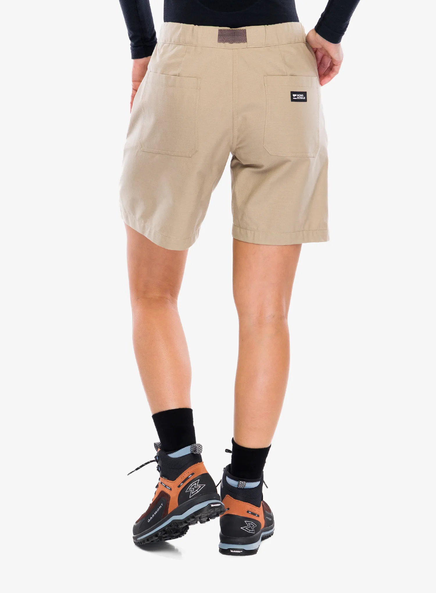 Ženske planinarske kratke hlače Mons Royale Escapade Shorts - birch/birch