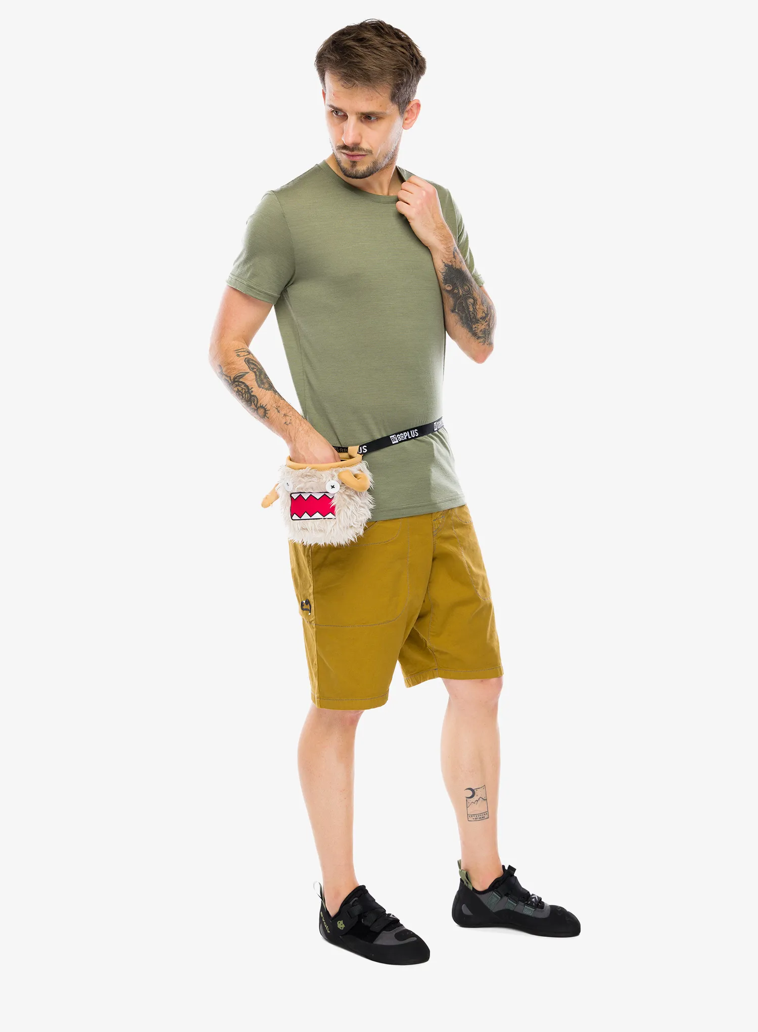 Penjačke kratke hlače E9 Rondo Belt Short - caramel