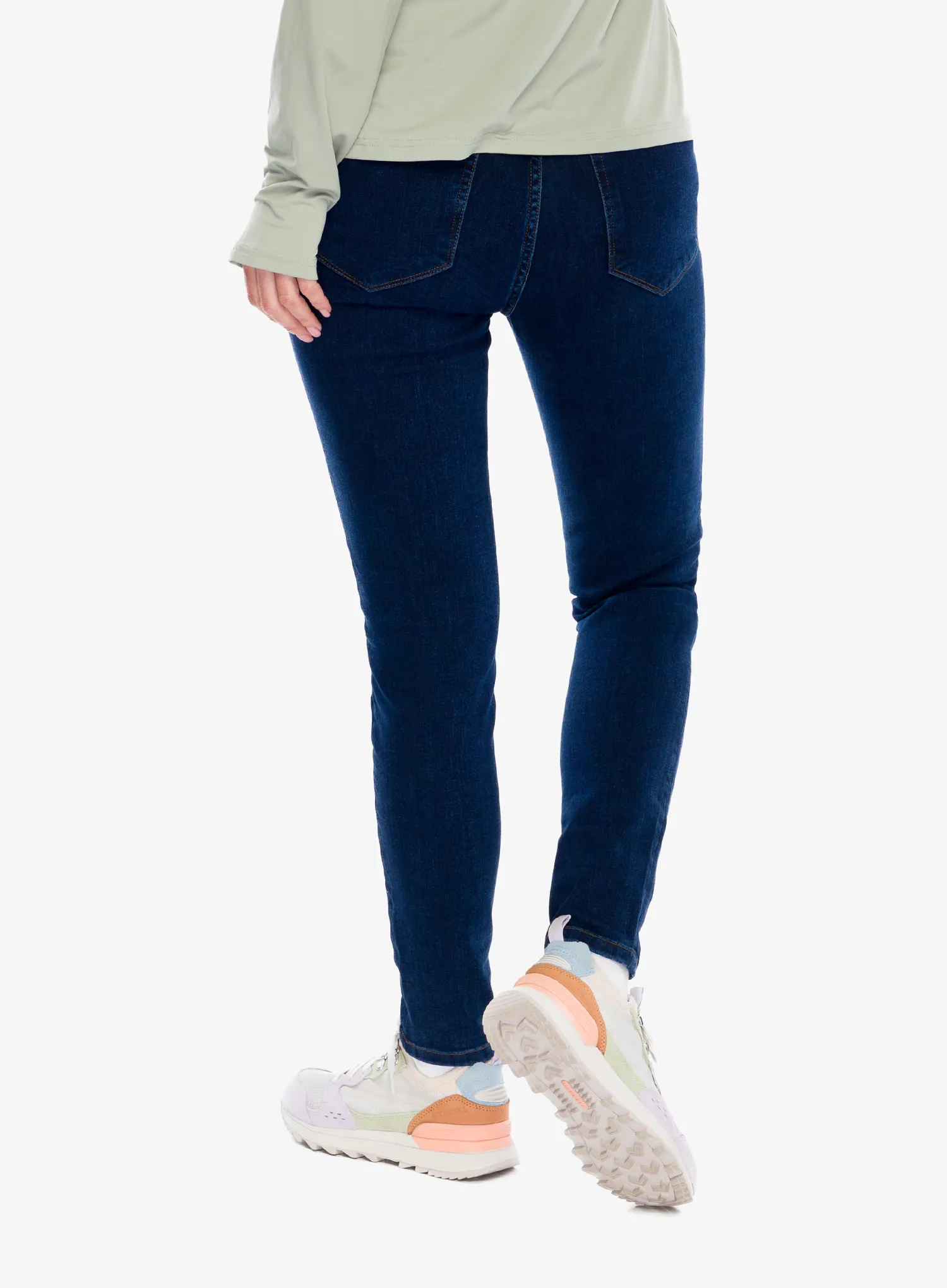Ženske hlače DUER Four Way Flex Denim High Rise Skinny - dark stone