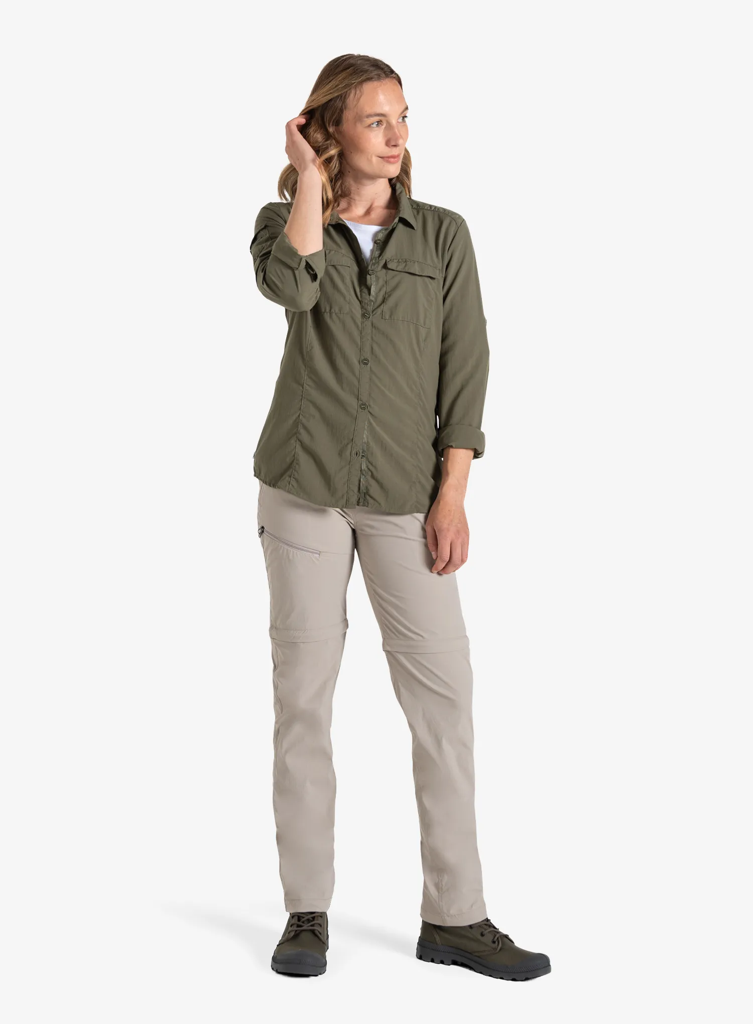 Ženske planinarske hlače Craghoppers NosiLife Pro Convertible Trouser III - soft mushroom