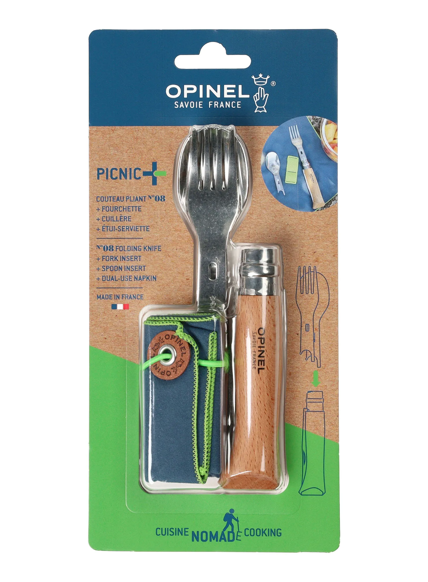 Putni pribor za jelo Opinel Nomad Picnic Plus + N°08 Knife