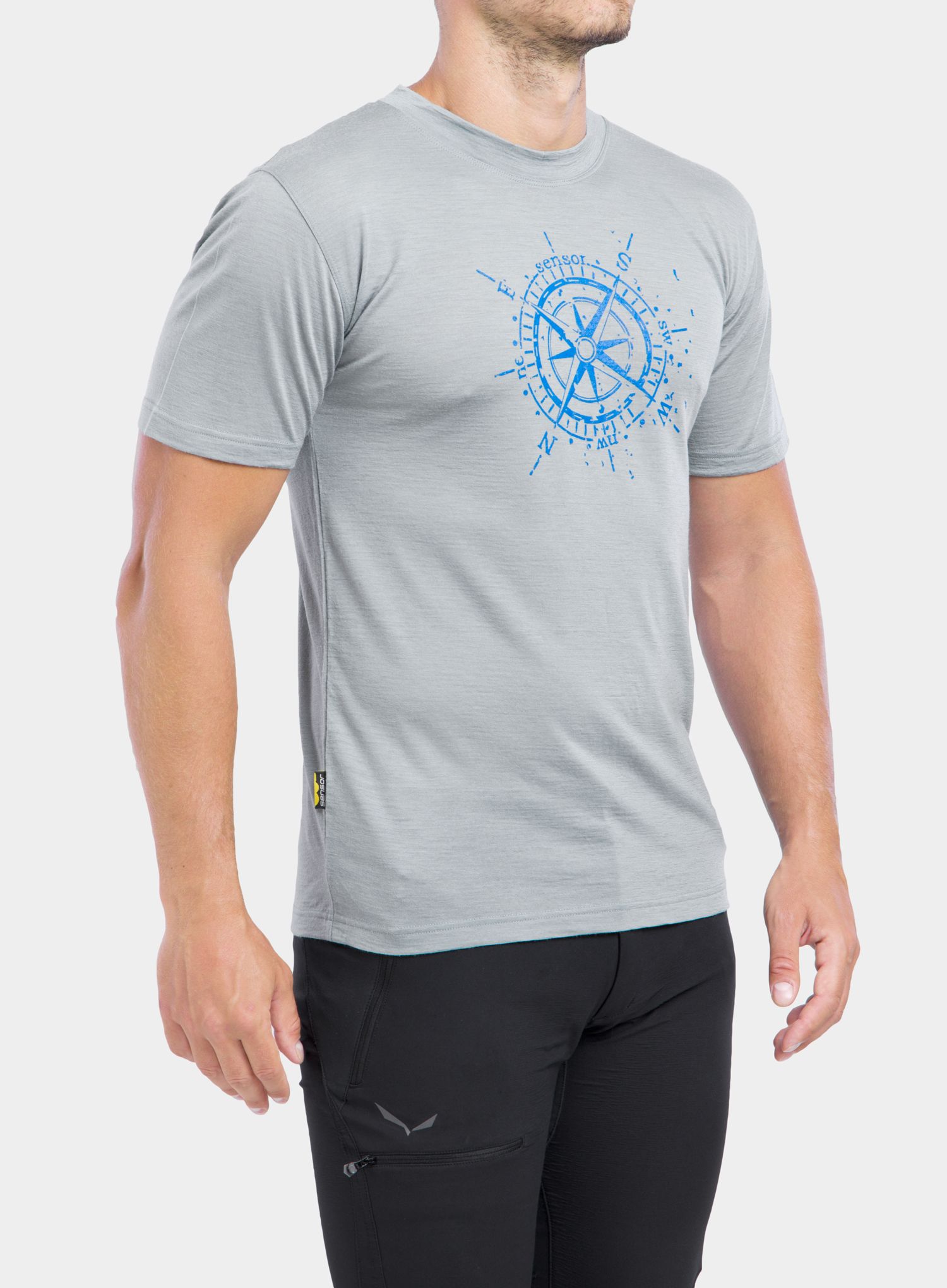 Merino majica Sensor Merino Active PT Tee S/S - grey compass