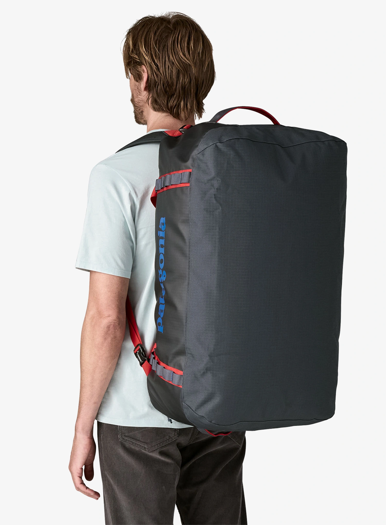 Putna torba Patagonia Black Hole Duffel 70L - smolder blue w/amanita red