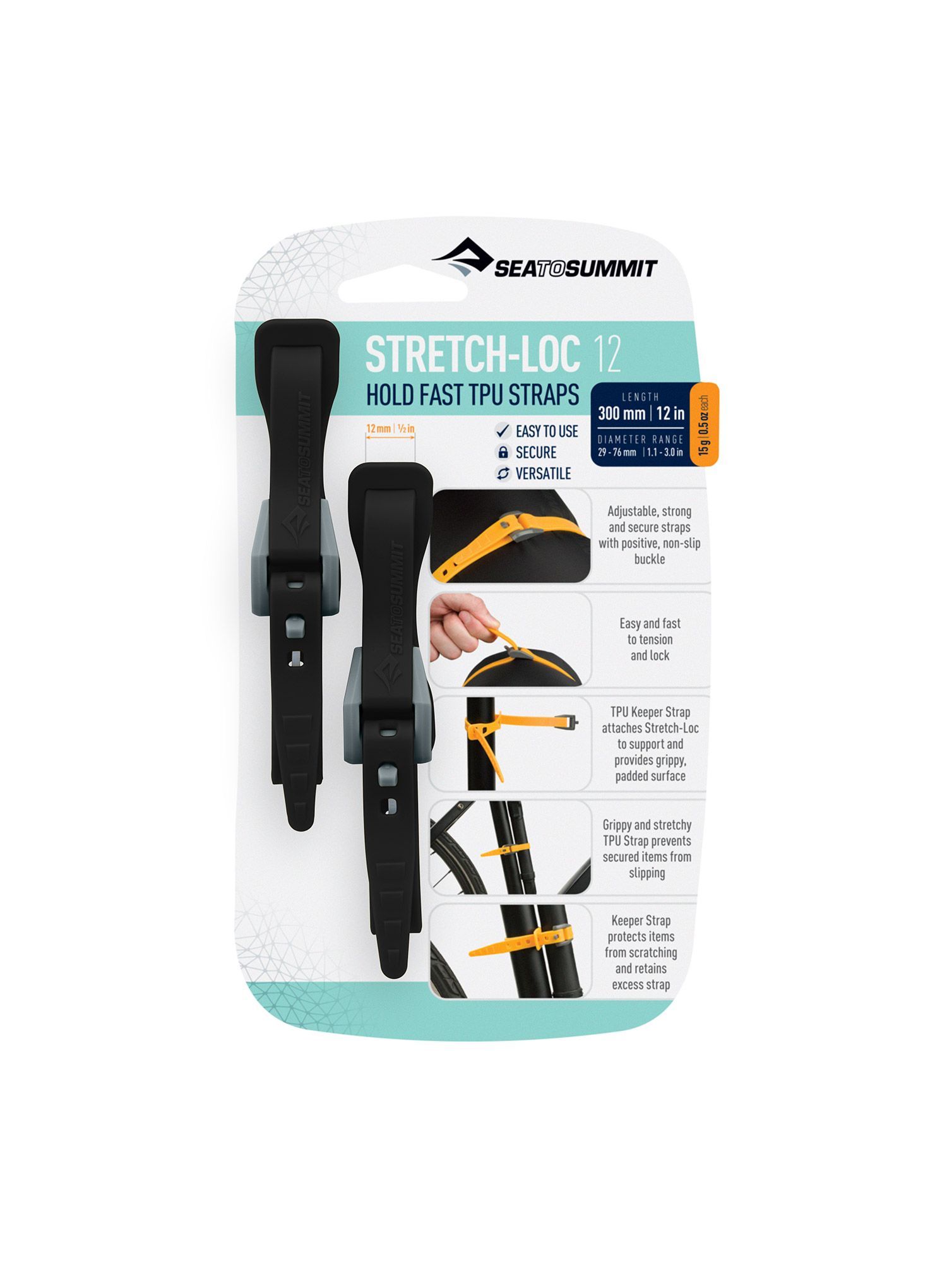Remeni Sea To Summit Stretch-Loc 12 - 12 mm x 300 mm 2 Pack - black