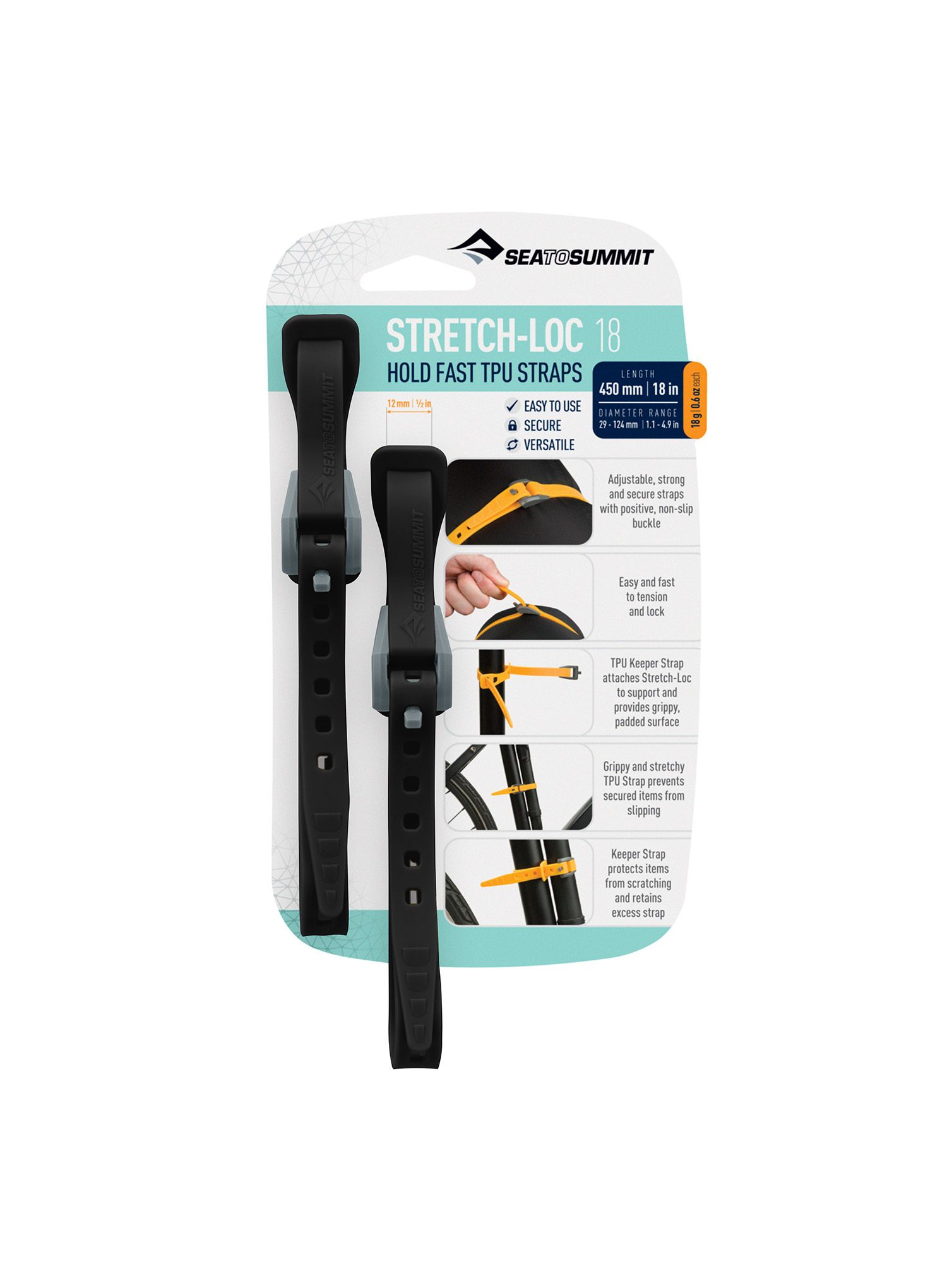 Remeni Sea To Summit Stretch-Loc 15 - 20 mm x 375 mm 2 Pack - black