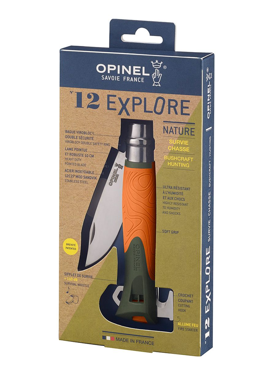 Putni nož Opinel No.12 Explore - khaki/orange
