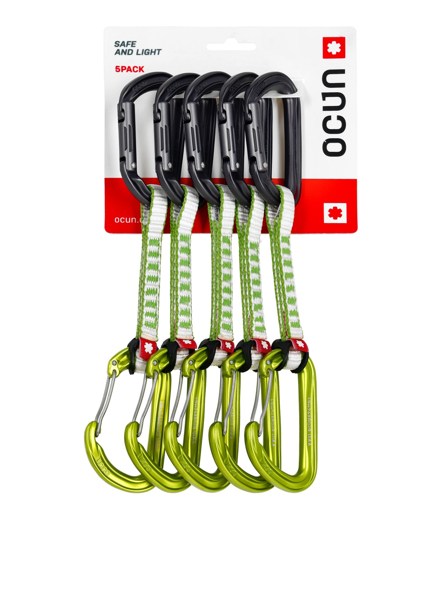 Penjački kompleti Ocun Hawk QD Combi DYN 11 10cm 5-pack - green