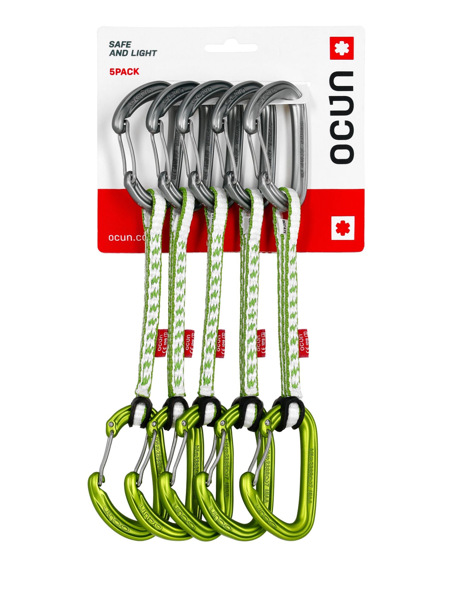 Penjački kompleti Ocun Kestrel QD DYN 8 15cm 5-pack - green